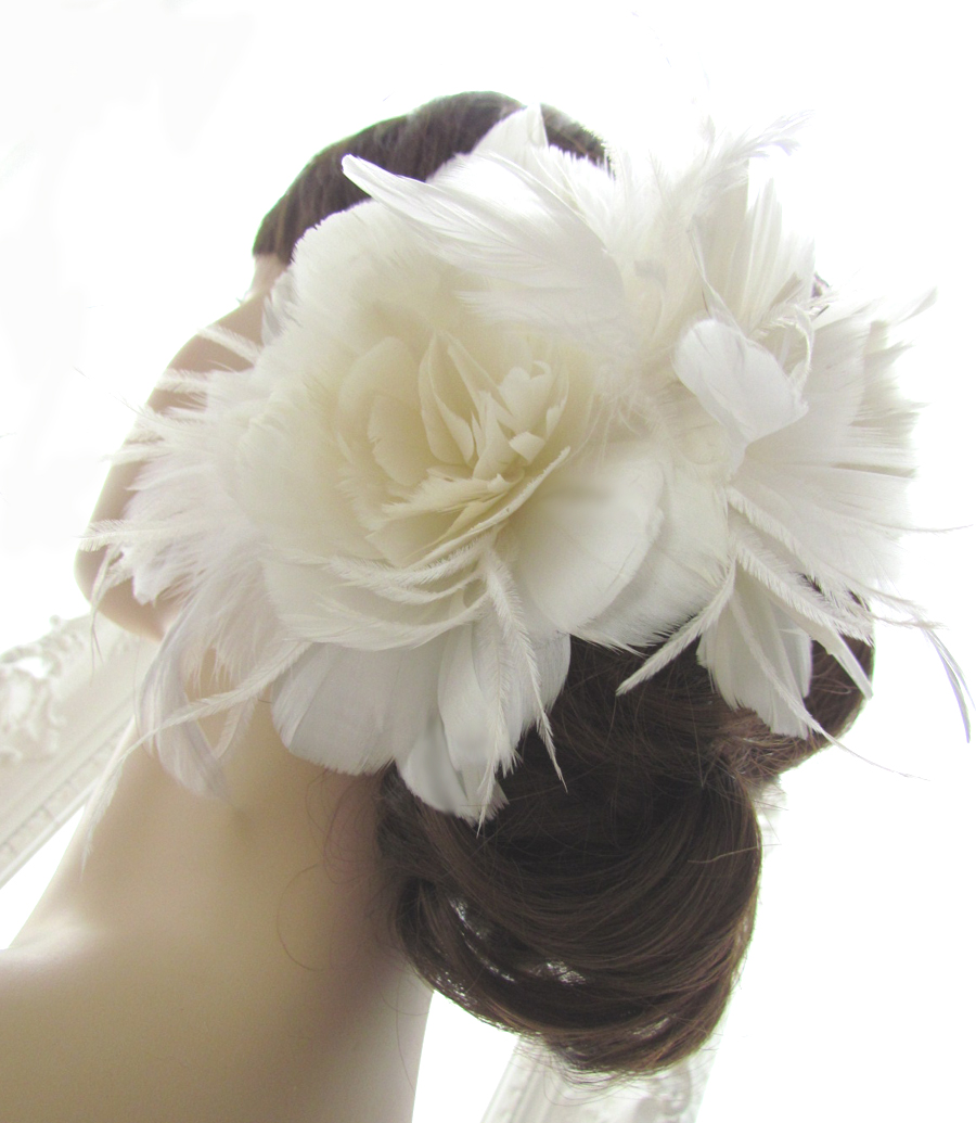Gabrielle Bridal Headpiece Feather Flower Fascinator